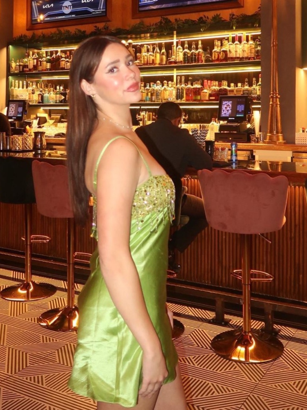 Yasmin Hand Beaded Mini Dress - Chartreuse Asta Resort - Picture 3 of 6